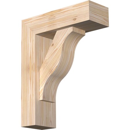 Ekena Millwork Funston Block Smooth Bracket w/ Offset Brace, Douglas Fir, 5 1/2"W x 16"D x 20"H BKT0604X16X20FST05SDF